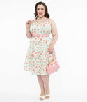 General Print Spaghetti Strap Sweetheart Belted Back Zipper Pocketed Dress