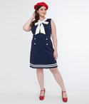 Side Zipper Button Front Sleeveless Dress With a Bow(s)