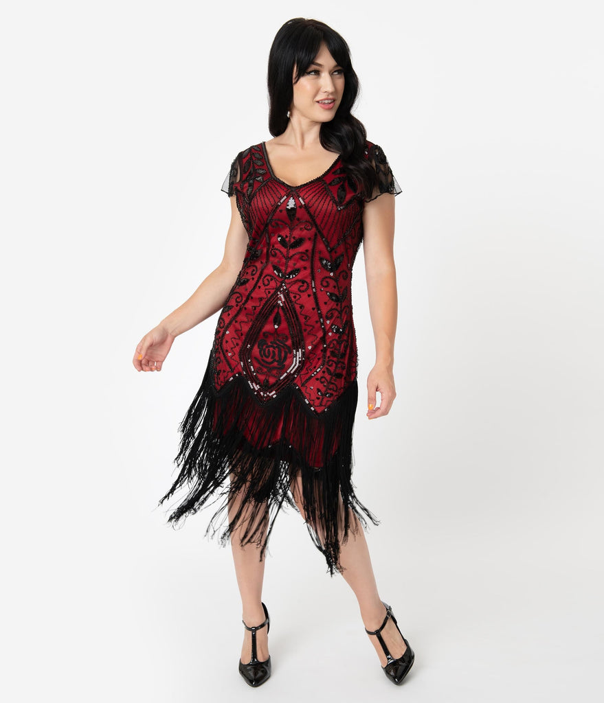 1920s red flapper dress