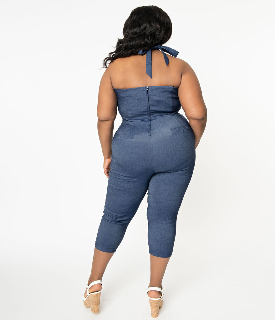 denim plus size jumpsuit