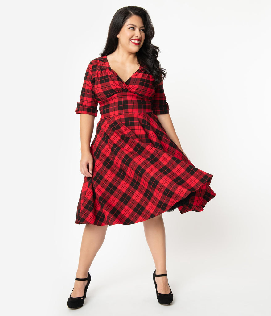 red and black plaid dress plus size