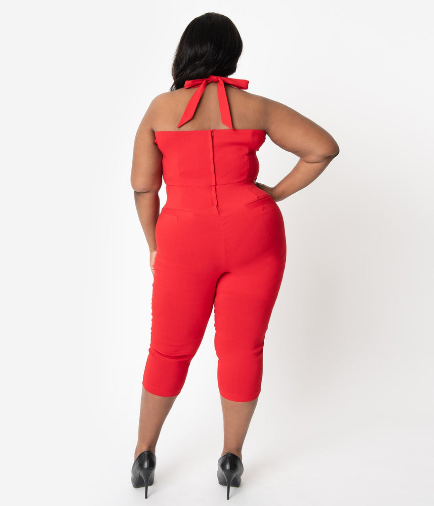 plus size red overalls