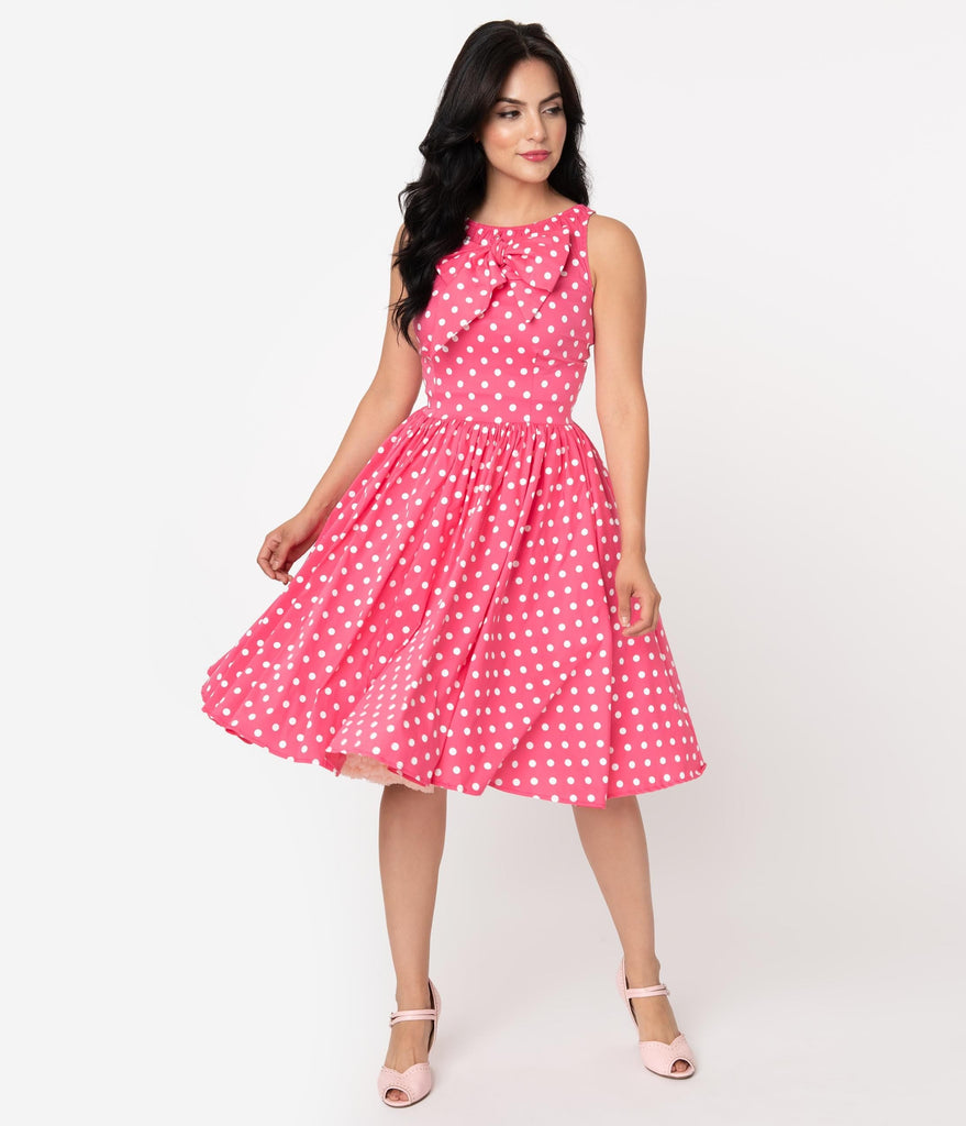pink dress polka dots