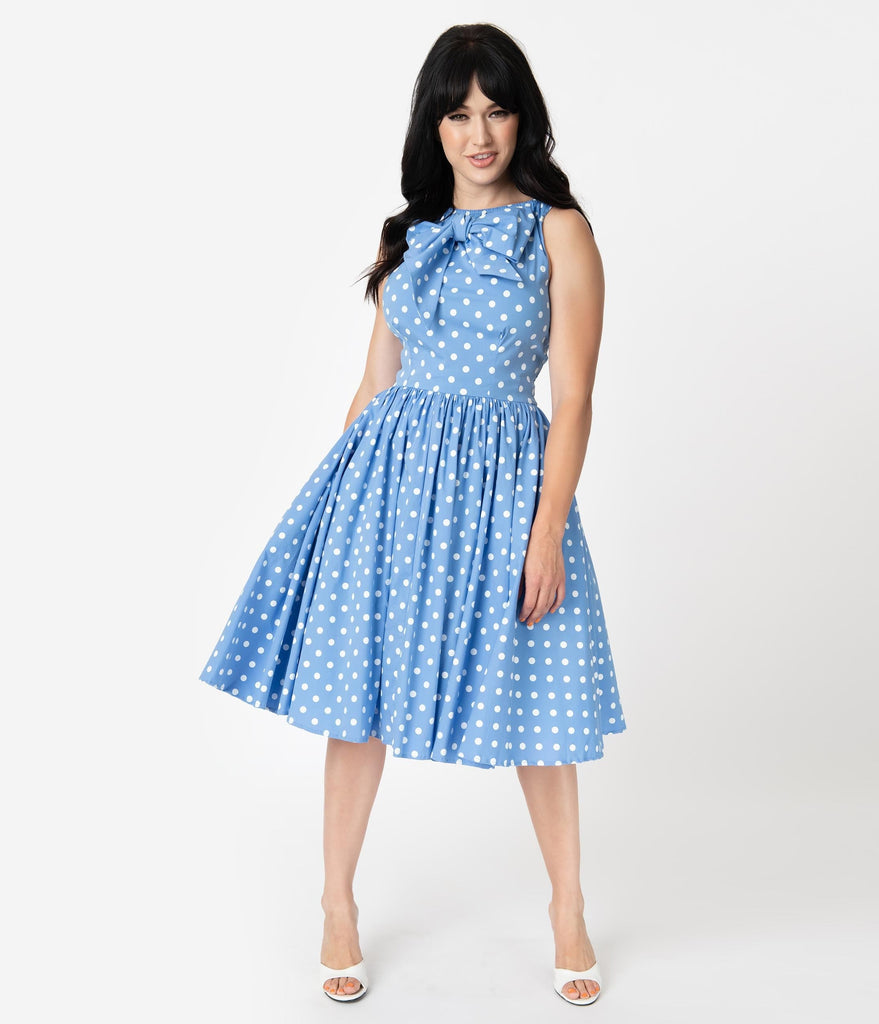 blue dress polka dots