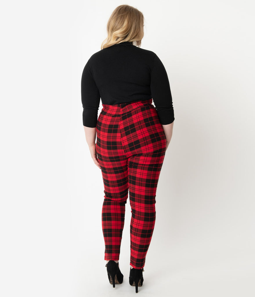 plus size black and white plaid pants