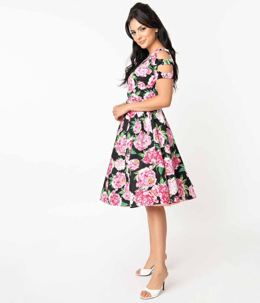 floral swing dress with sleeves