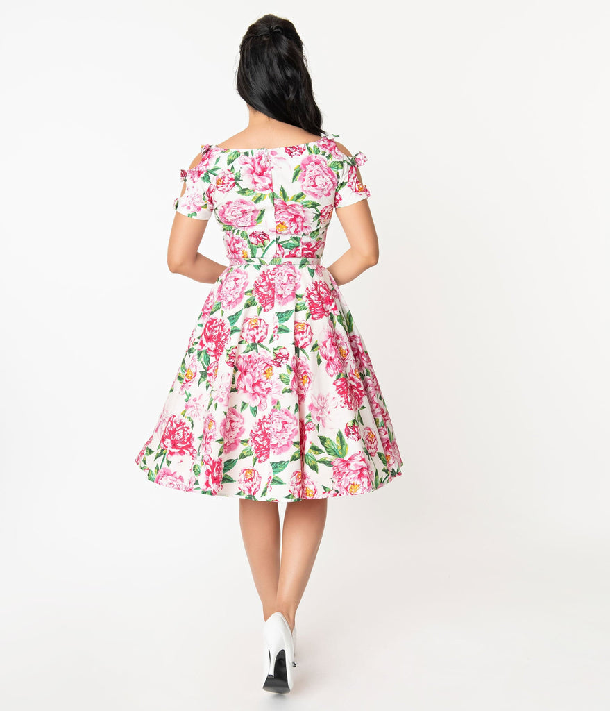white with pink flowers dress