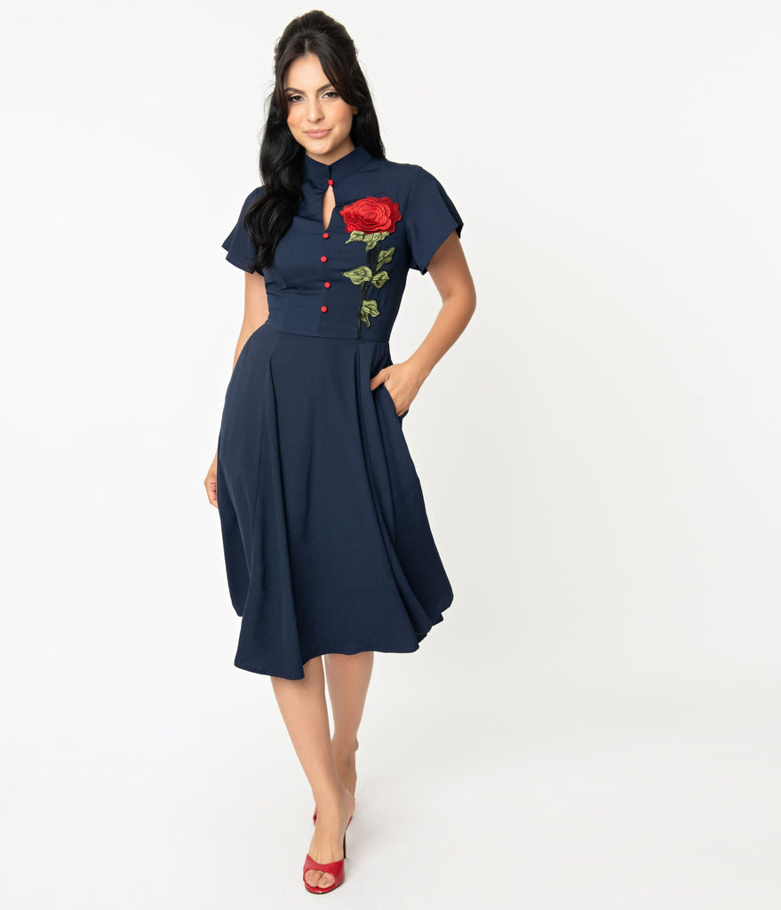 red navy dress