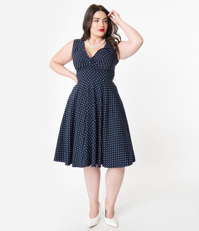 Delores Dress - 1950s-Style V-Neck Swing Dress – Unique Vintage