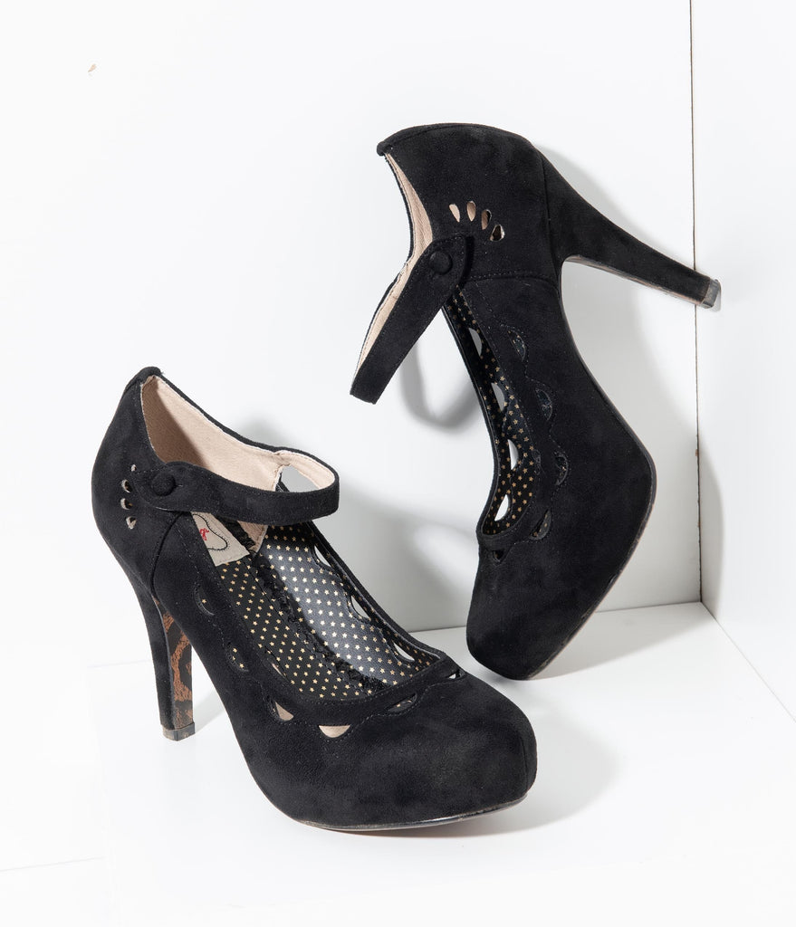 black suede mary jane pumps