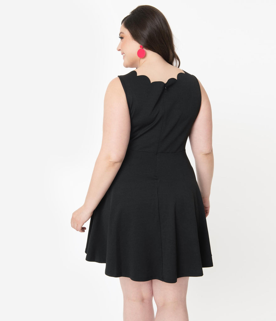 plus size black fit and flare dress