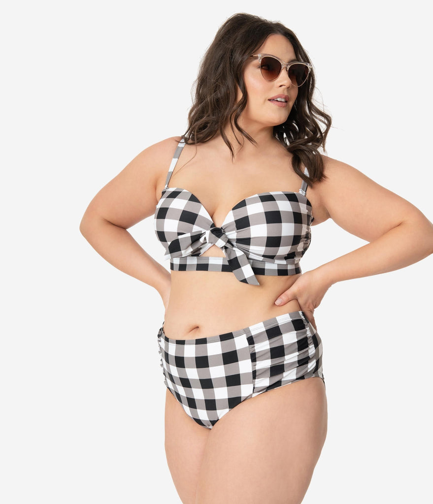 gingham swim top