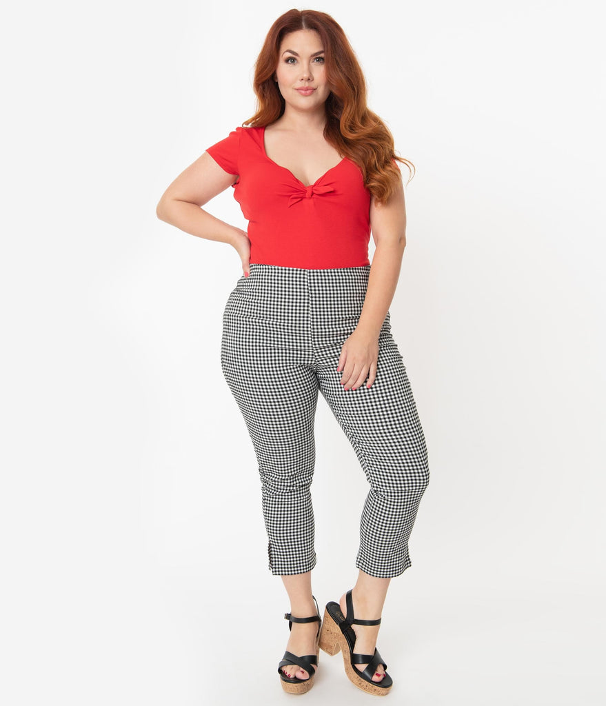 plus size black and white pants