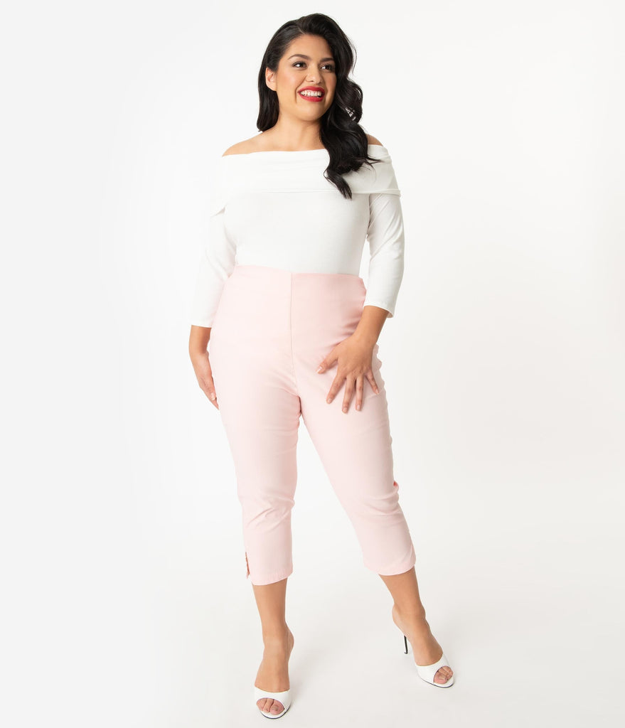 pale pink capri trousers