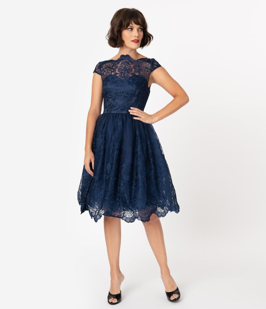 chi chi london fit & flare lace dress