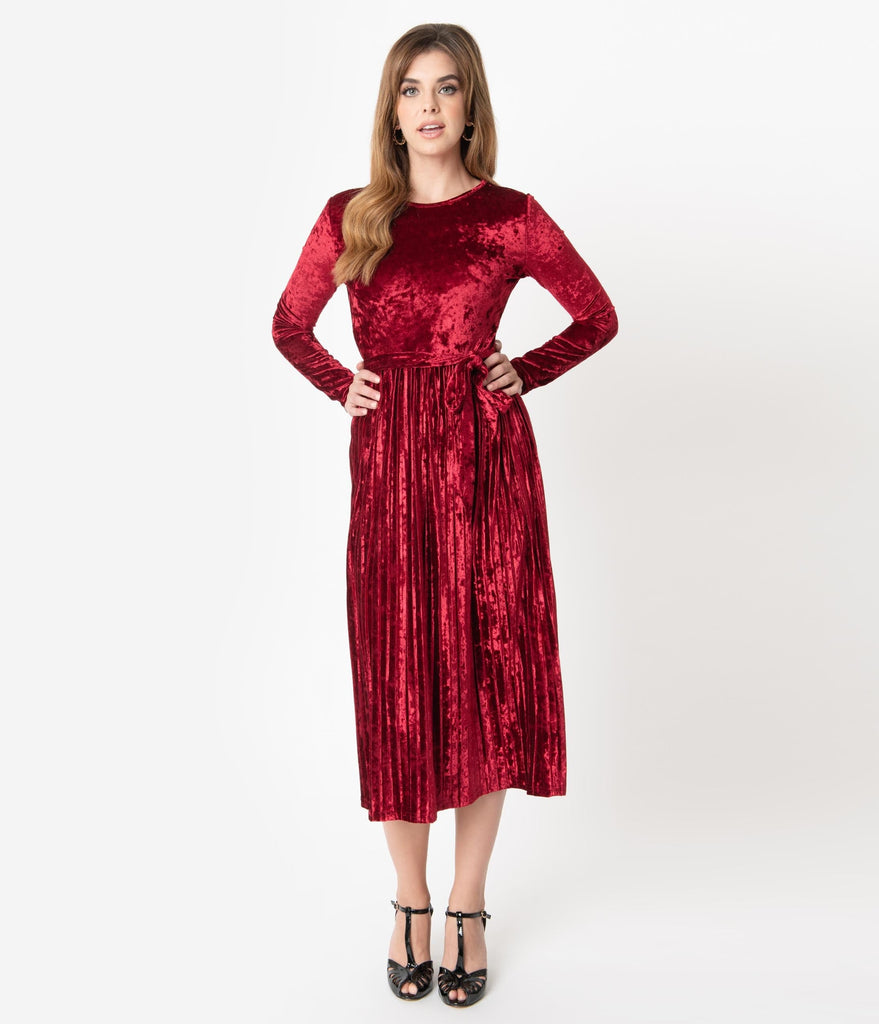 wine velvet midi dress