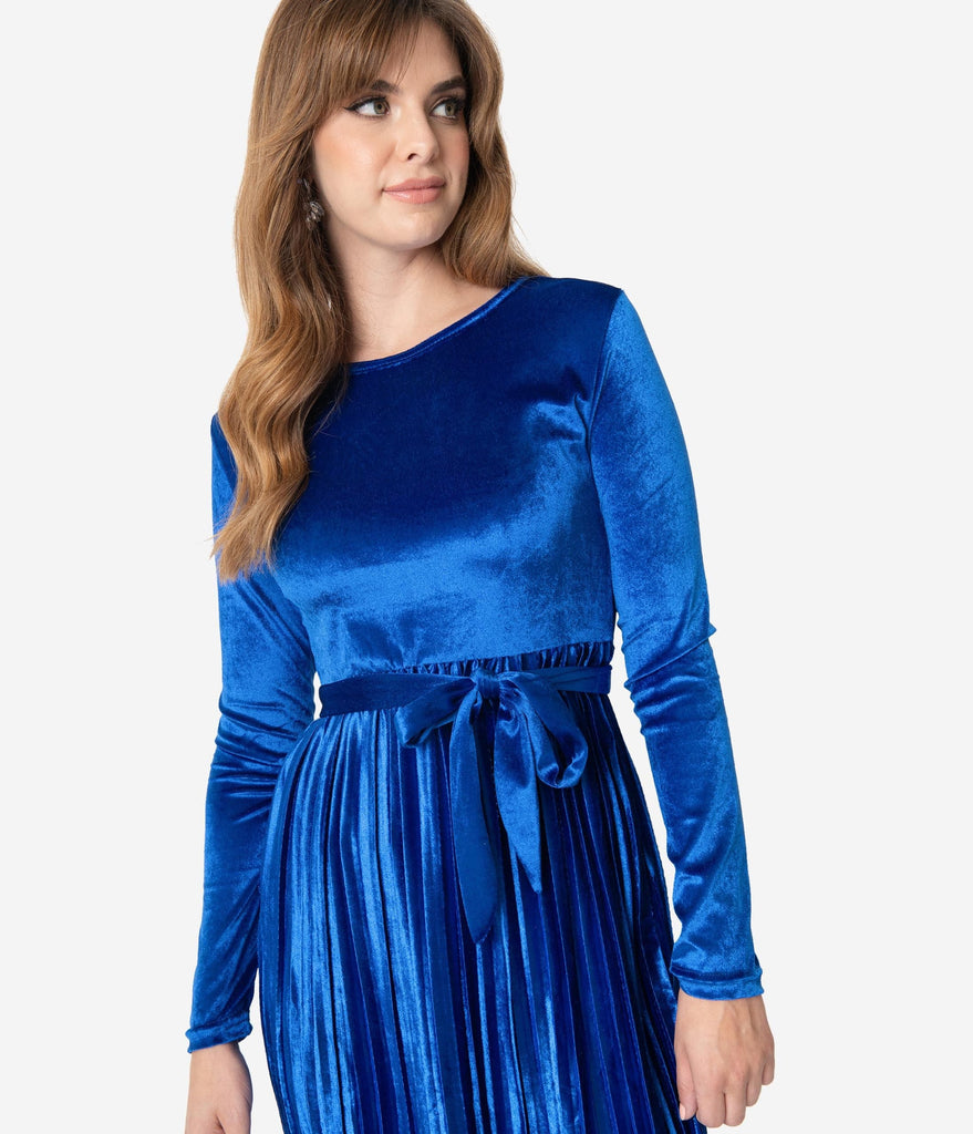 cobalt velvet dress