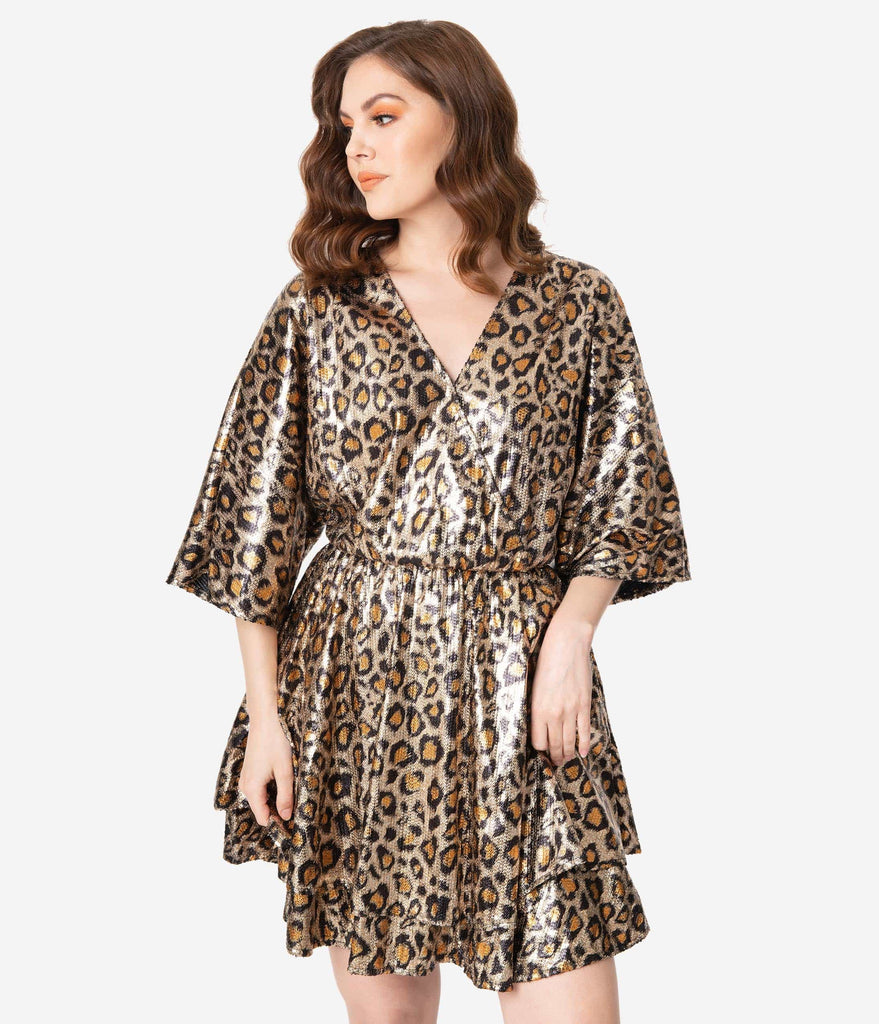 metallic leopard print dress