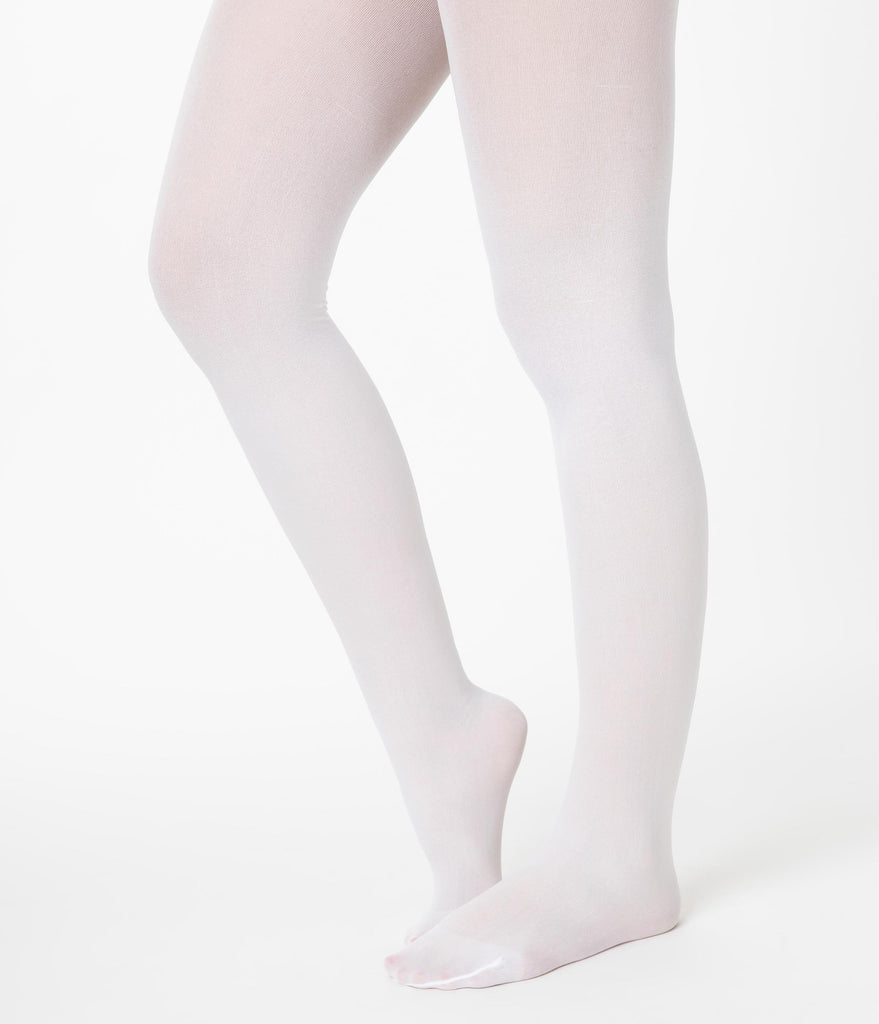 White Nylon Opaque Tights – Unique Vintage