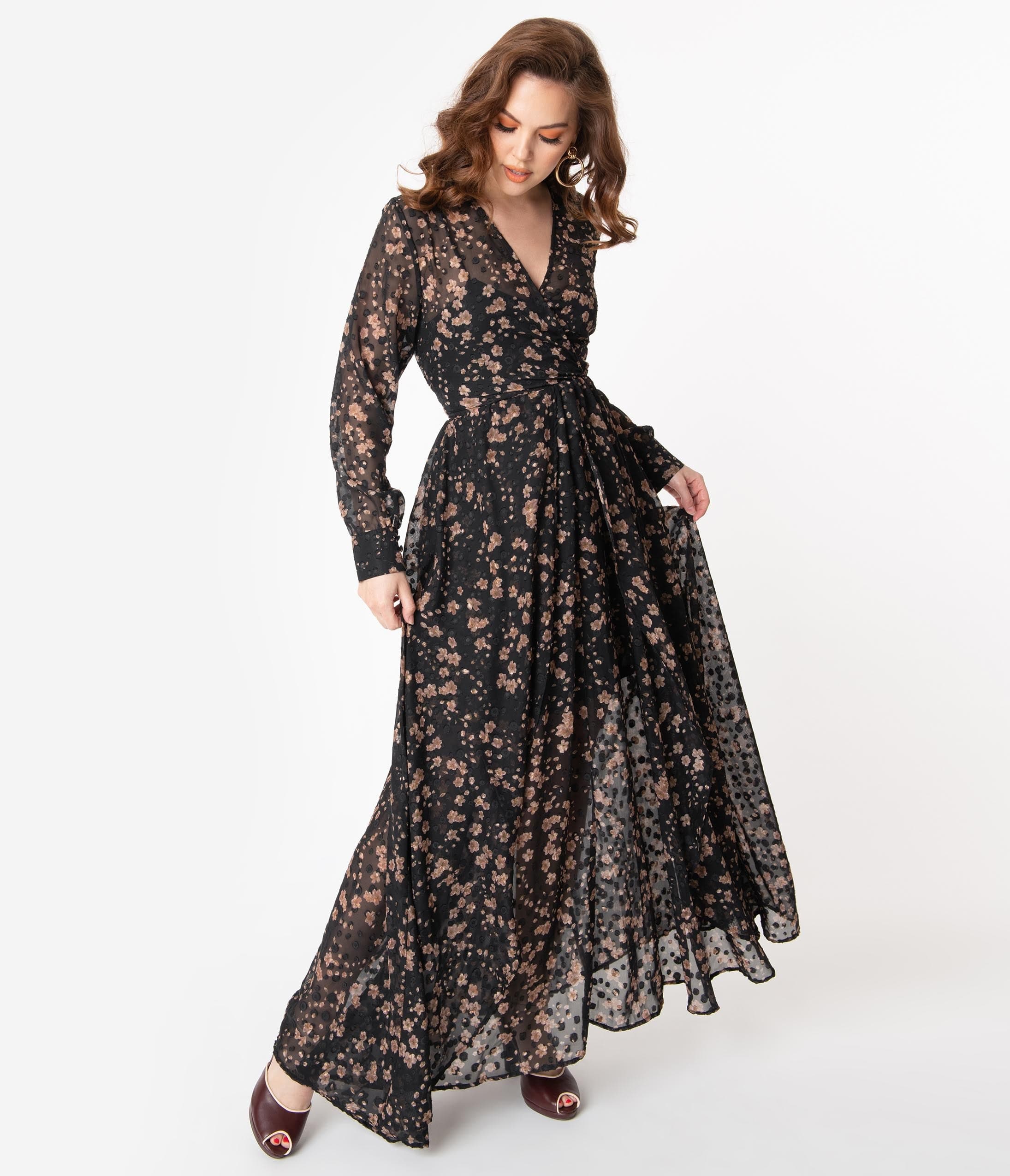 floral black gown