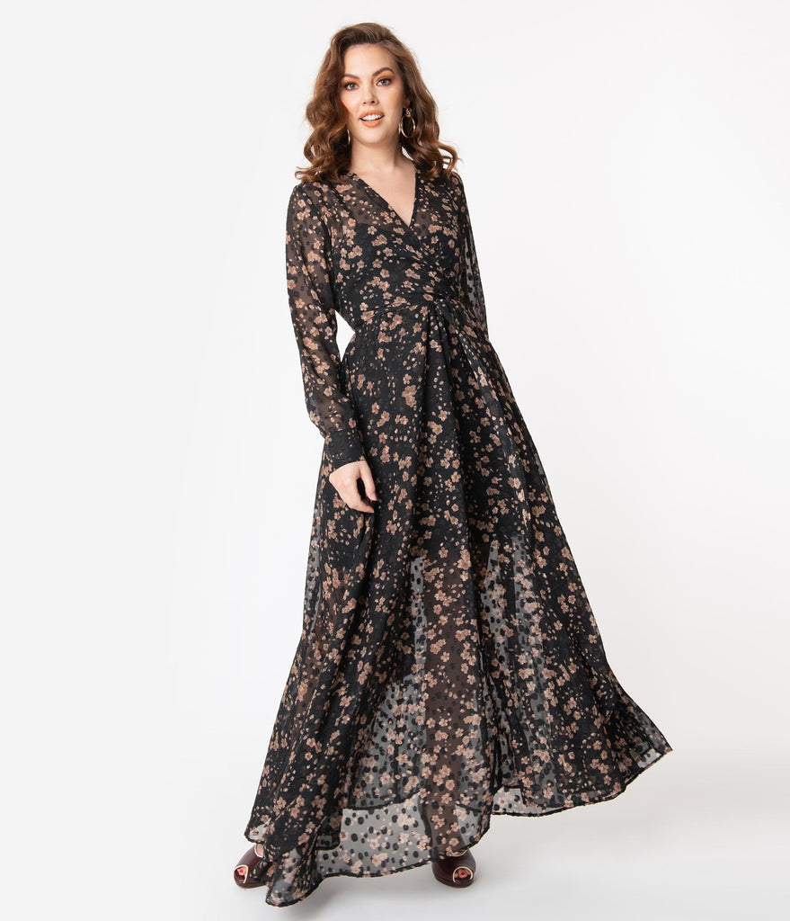 black maxi floral dress