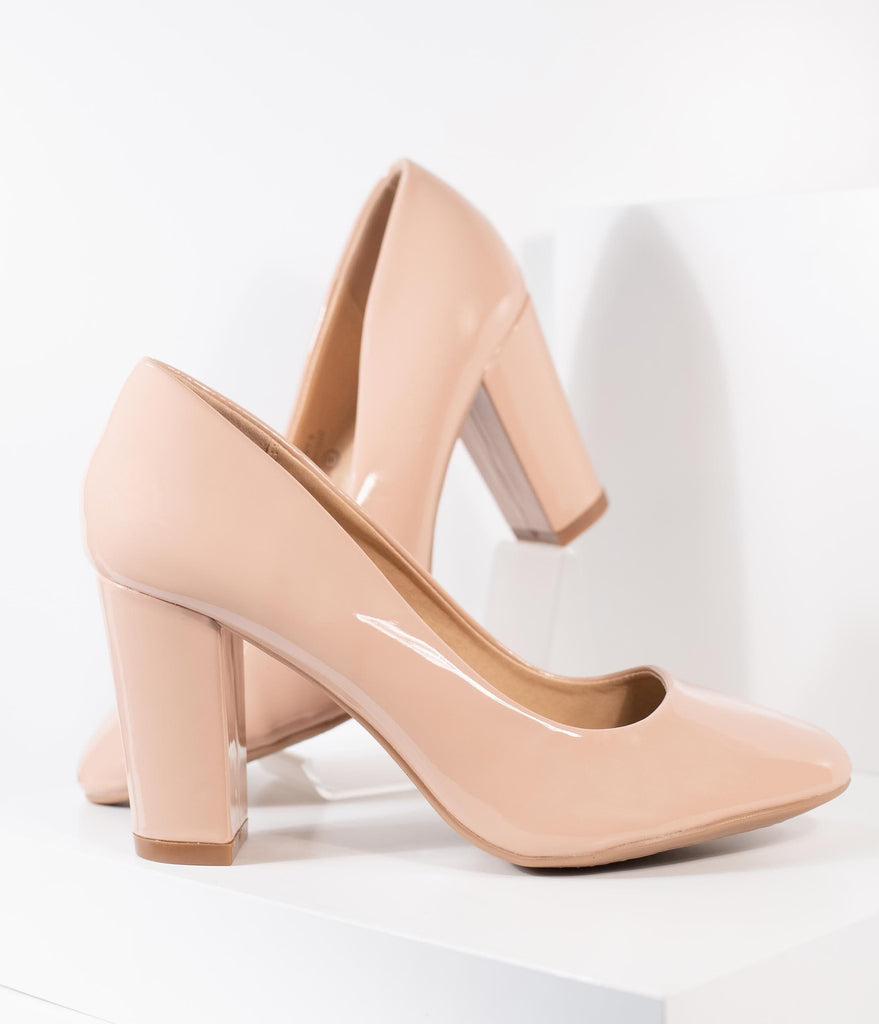 block heel blush shoes