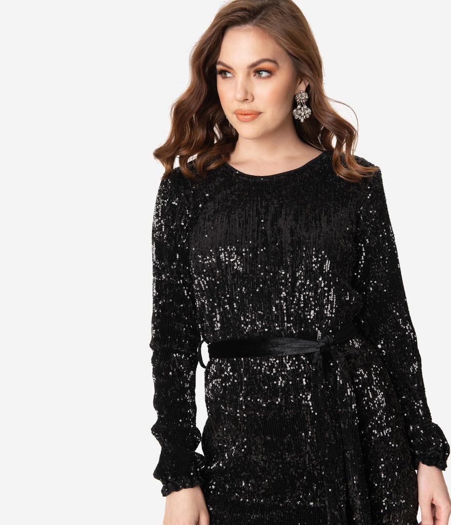 long sleeve sequin mini dress