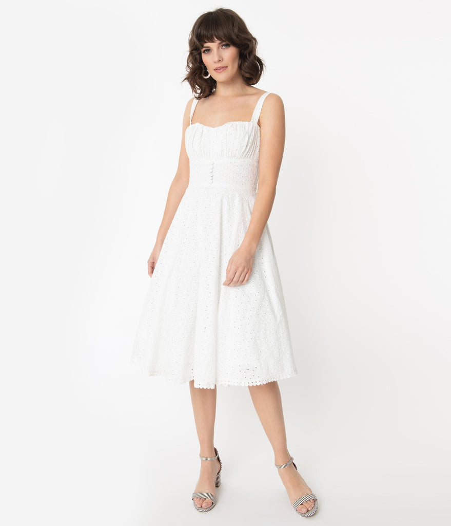 white floral swing dress