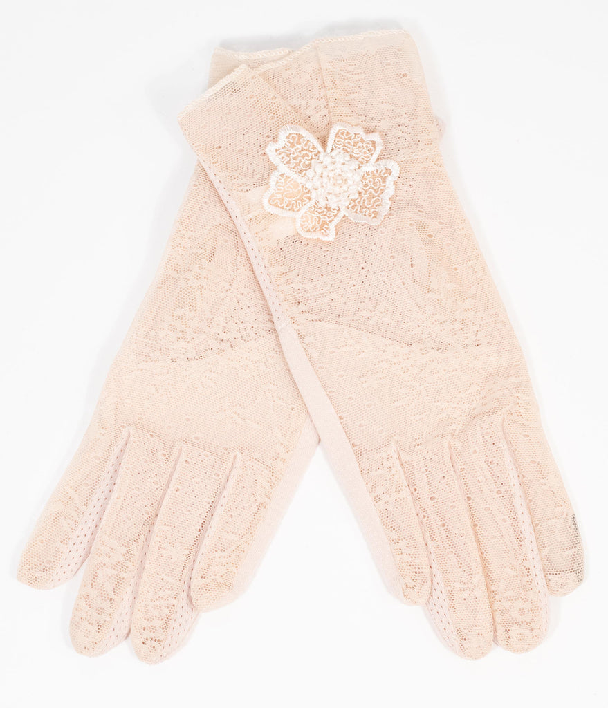 beige lace gloves