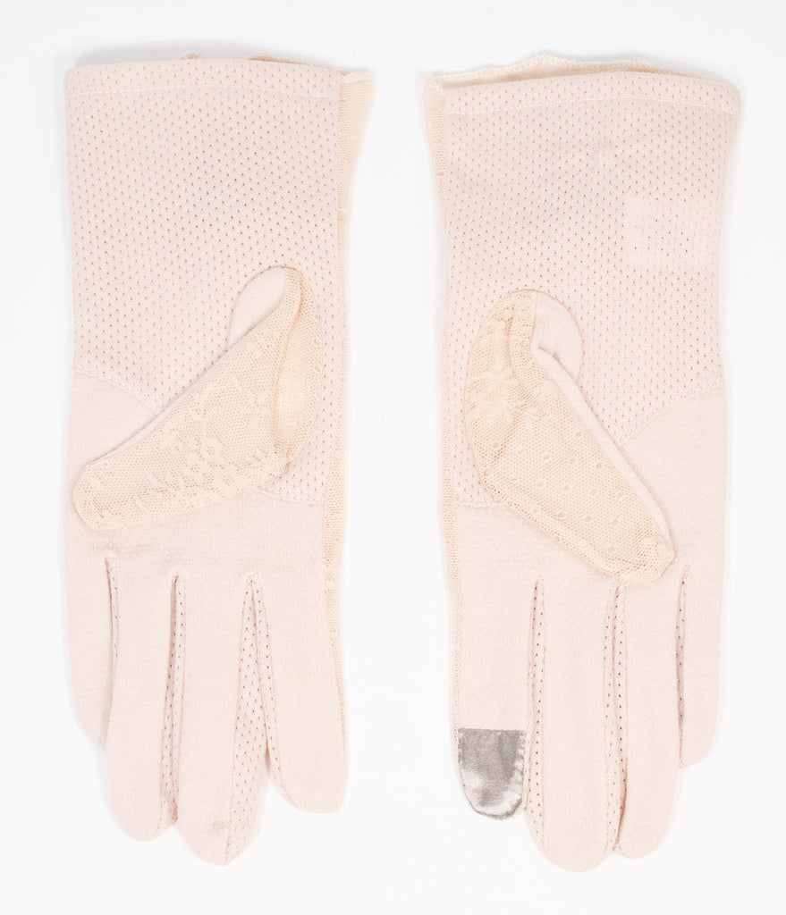 beige lace gloves