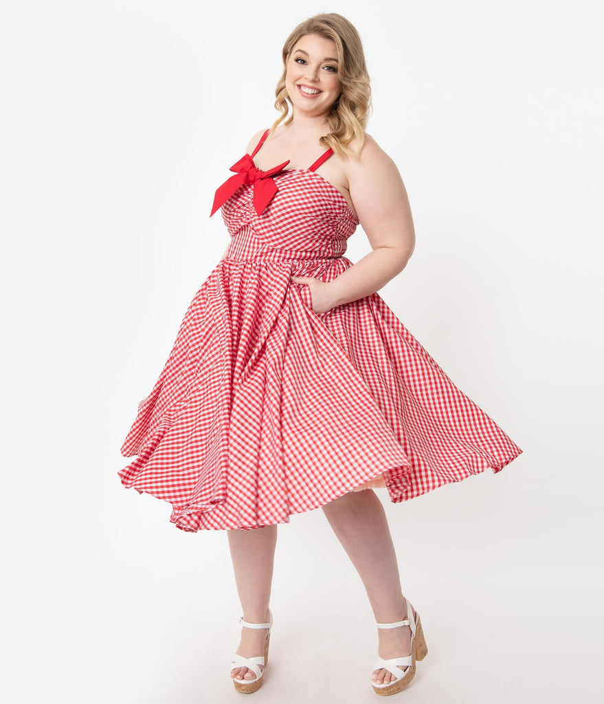 red gingham dress plus size