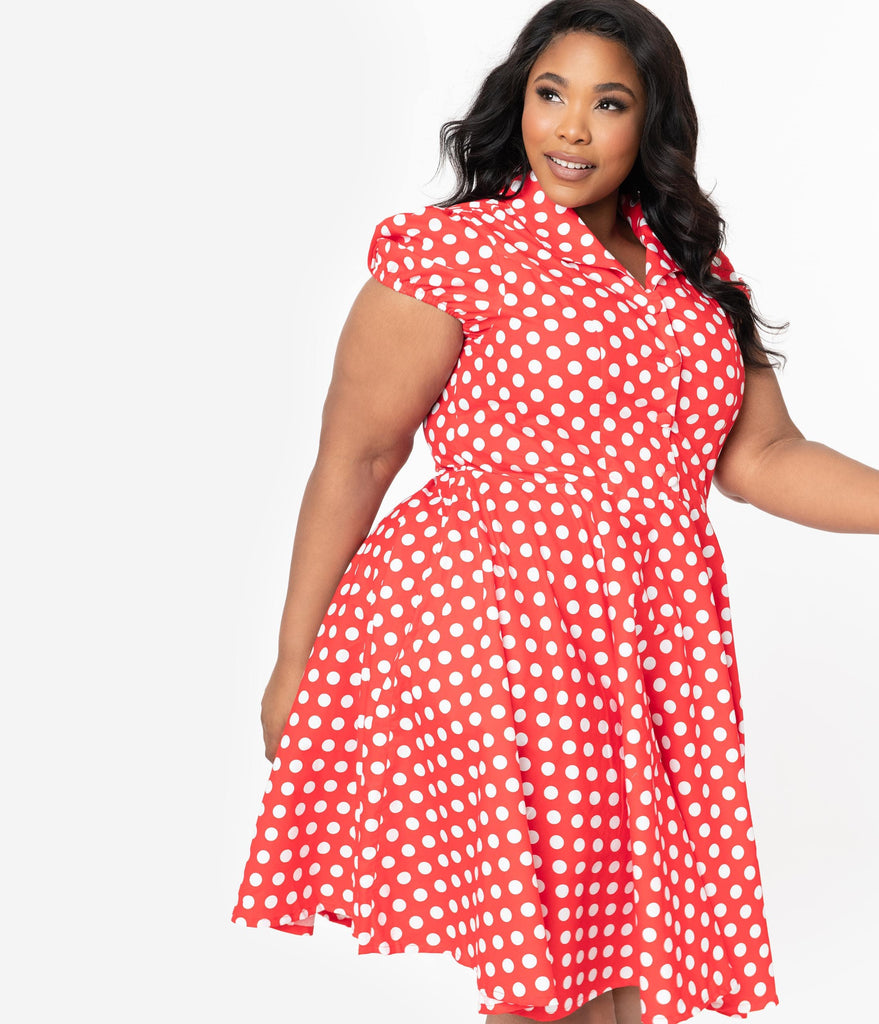 red and white polka dress