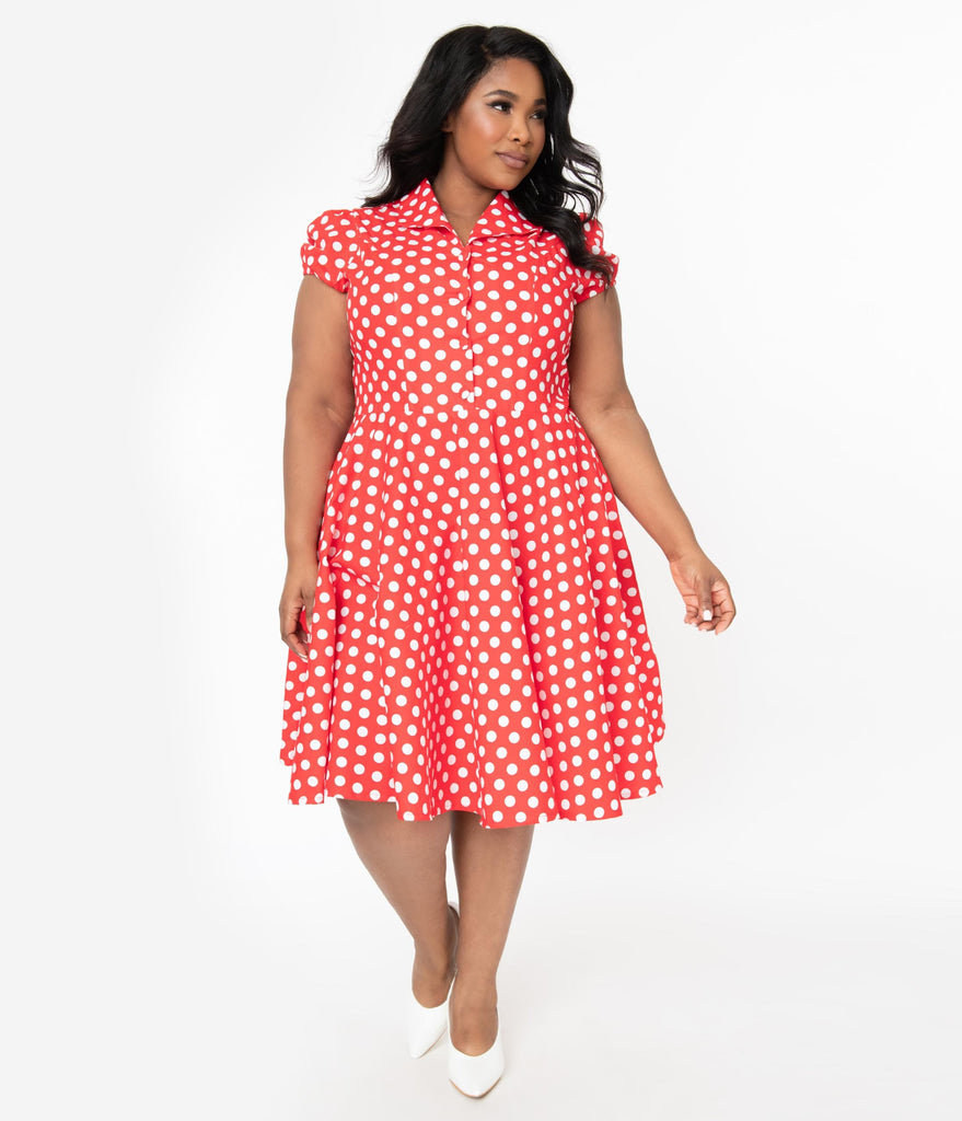 1950s red polka dot dress