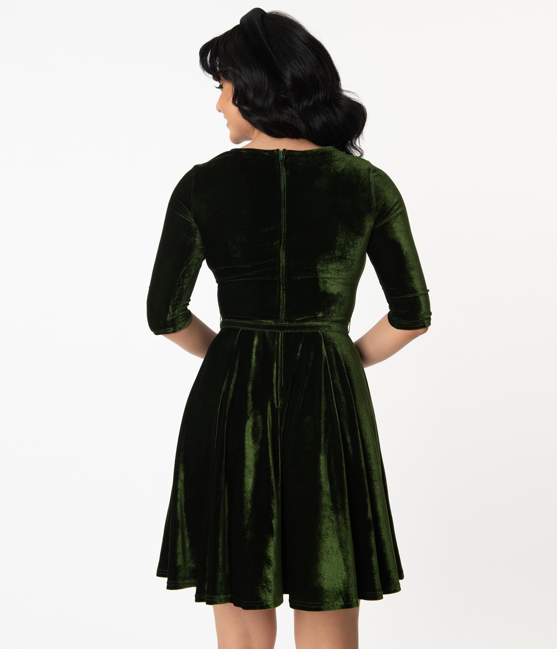 olive green velvet dress