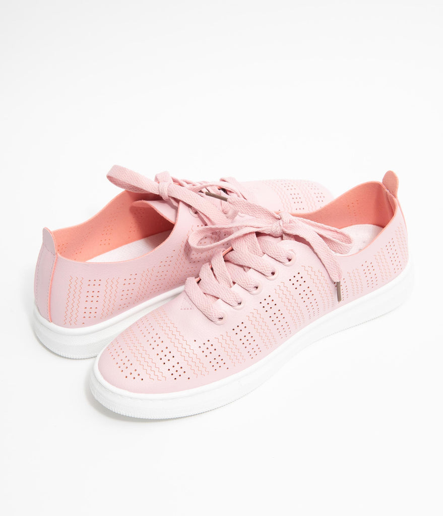 pink perforated sneakers