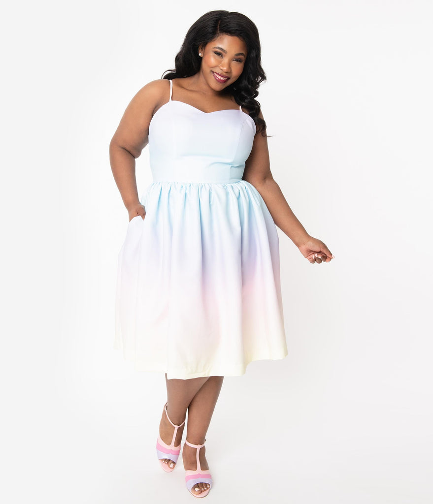 rainbow plus size white dresses