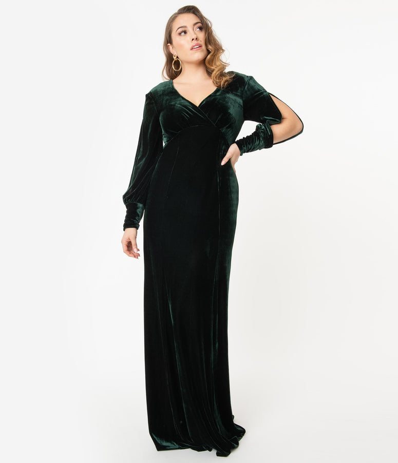 unique vintage green velvet dress