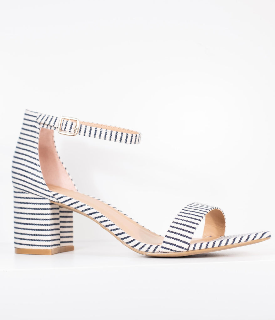 navy and white striped sandals