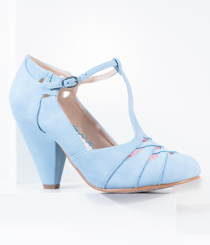 Bettie Page Baby Blue Laura T-Strap 