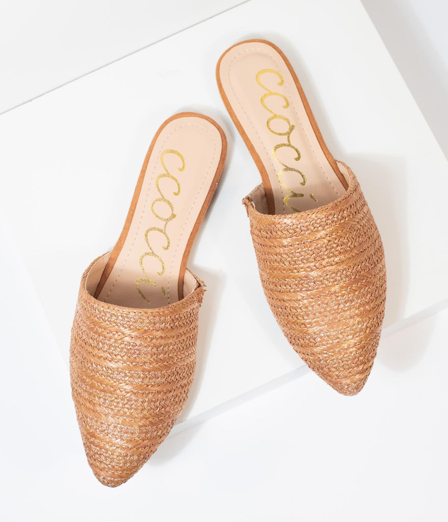 woven slip on mules