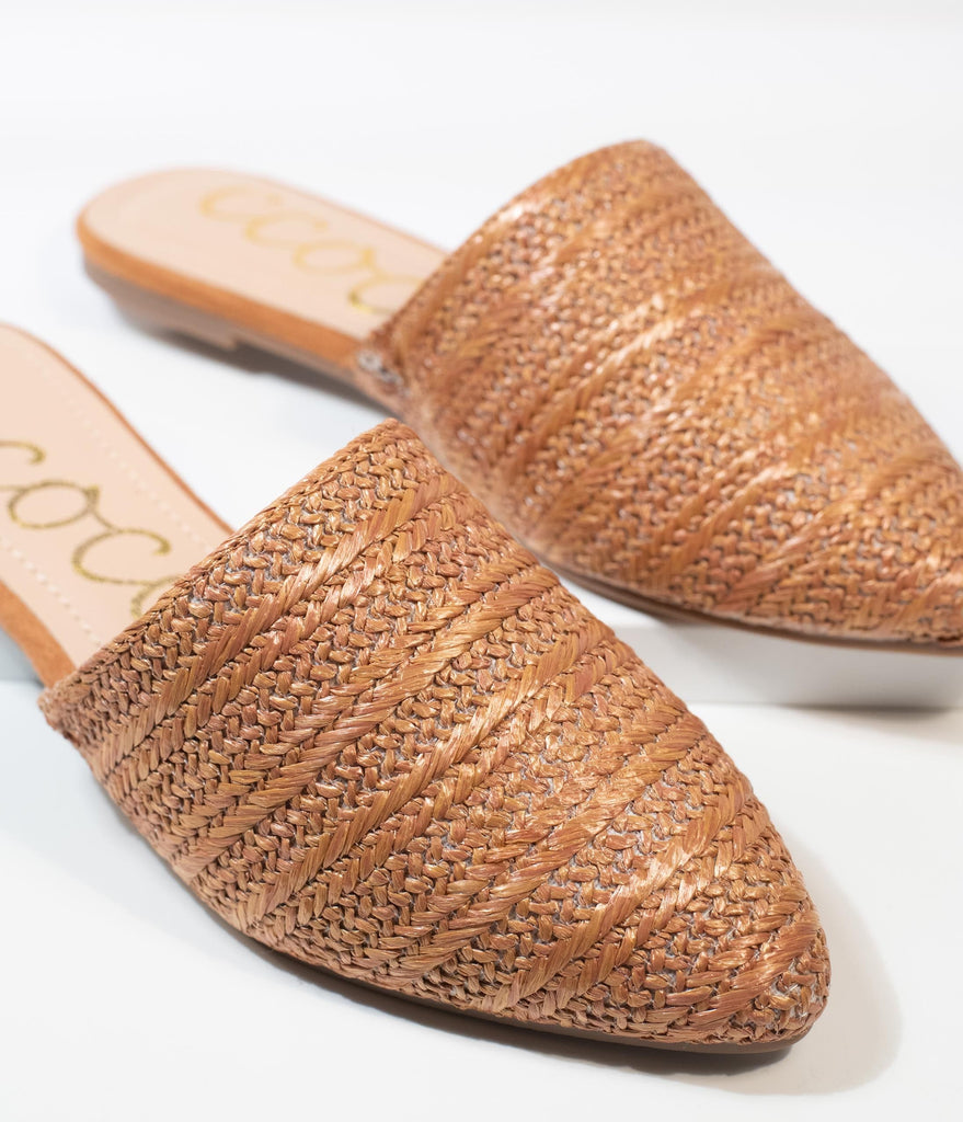 woven slip on mules