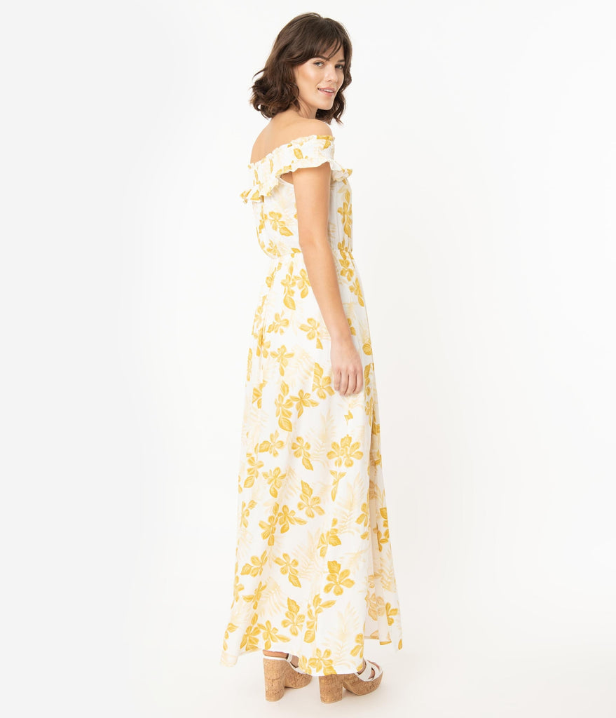 yellow print maxi dress