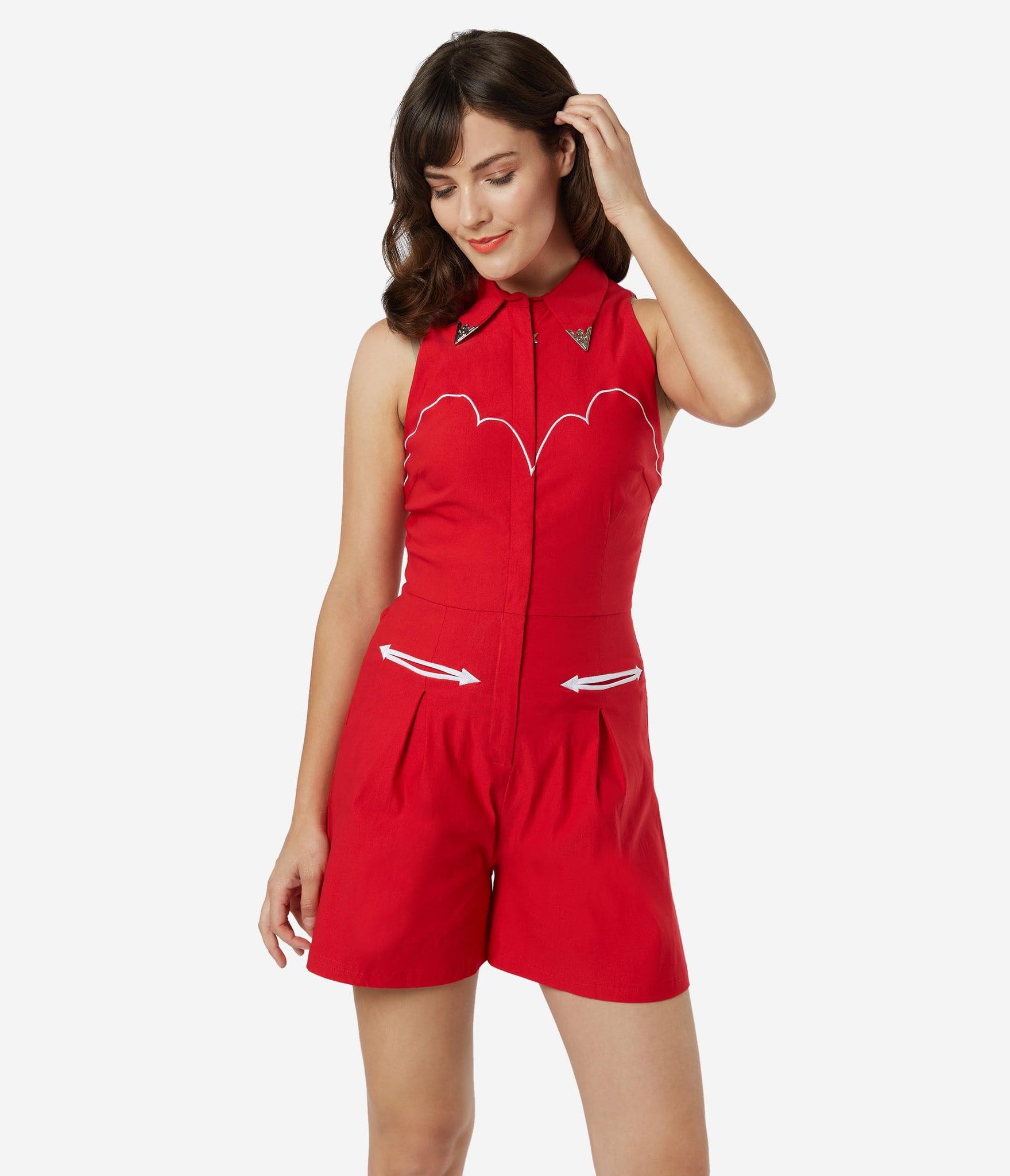 1950s Style Red Mojave Western Romper