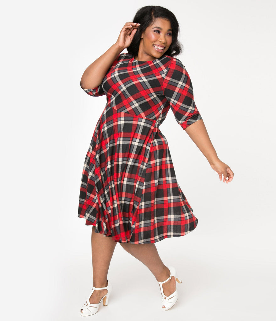 red and black plaid dress plus size