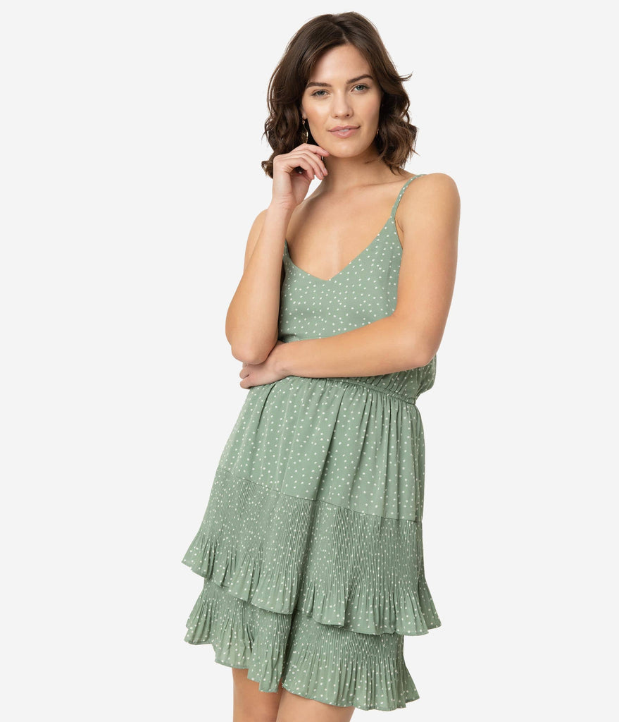 sage green fit and flare dress