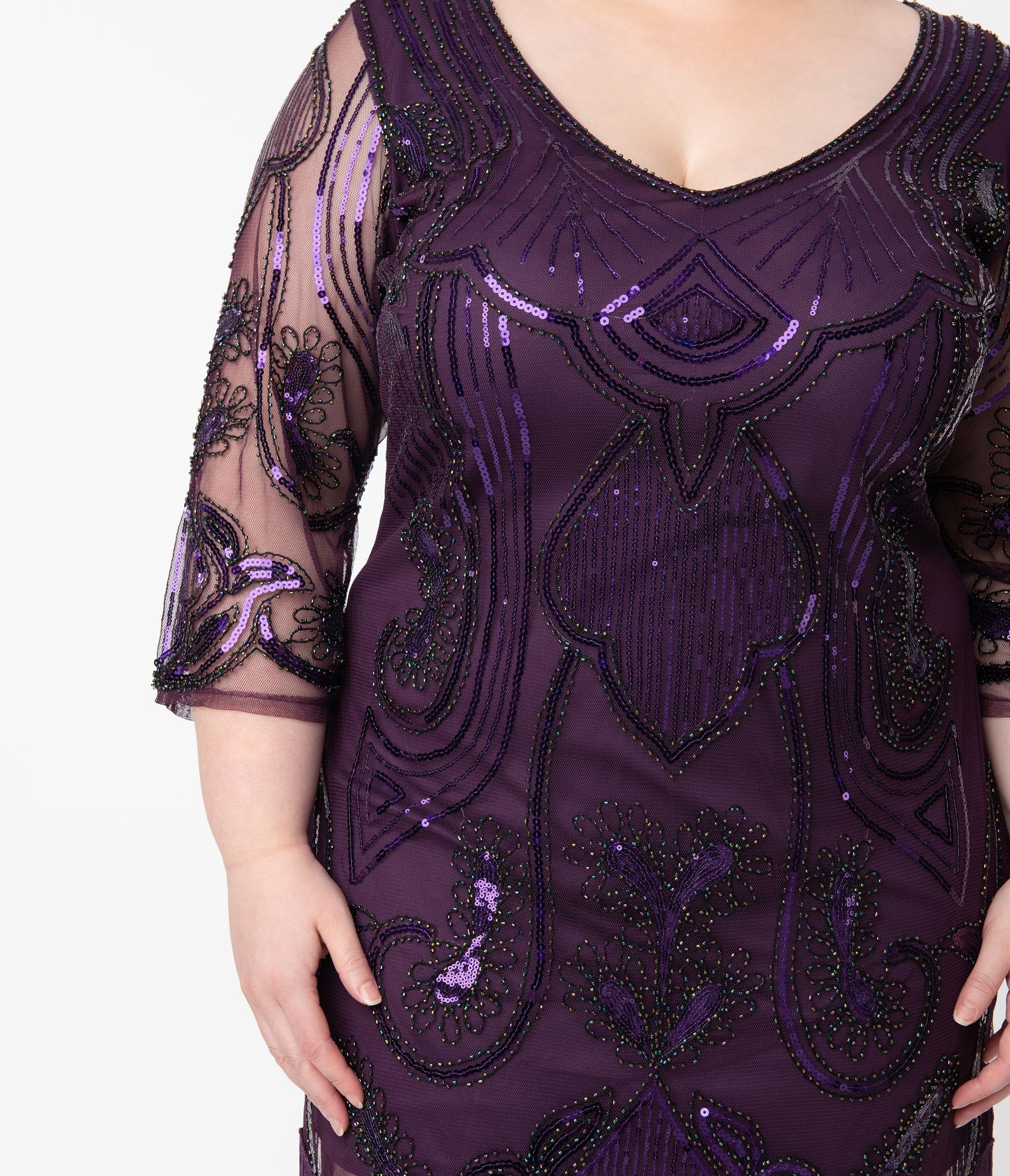 plus size purple sequin dress