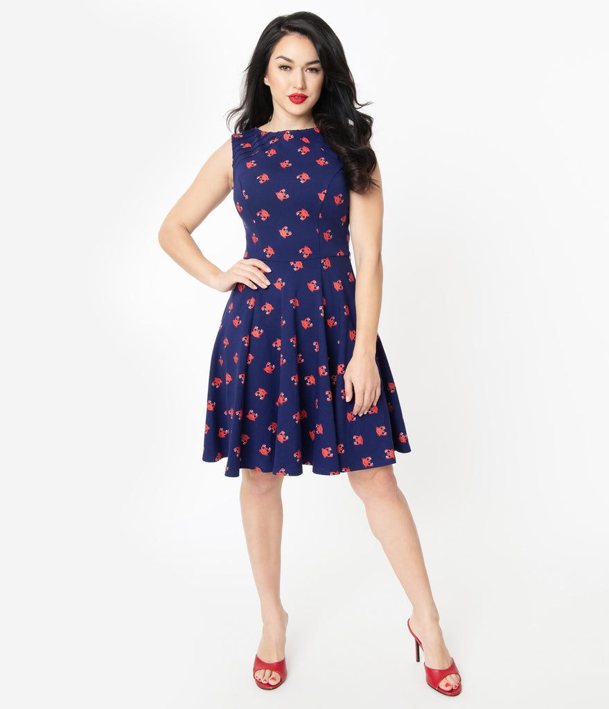 navy and red dress