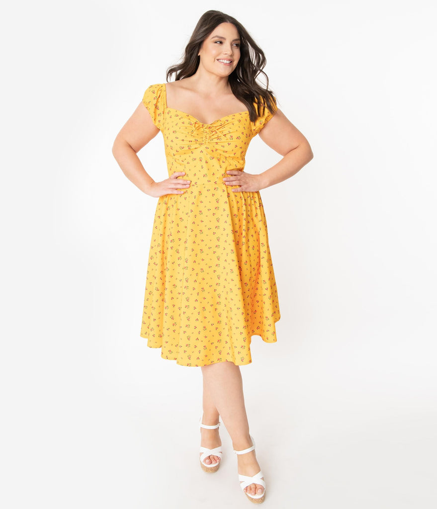 yellow floral cocktail dress