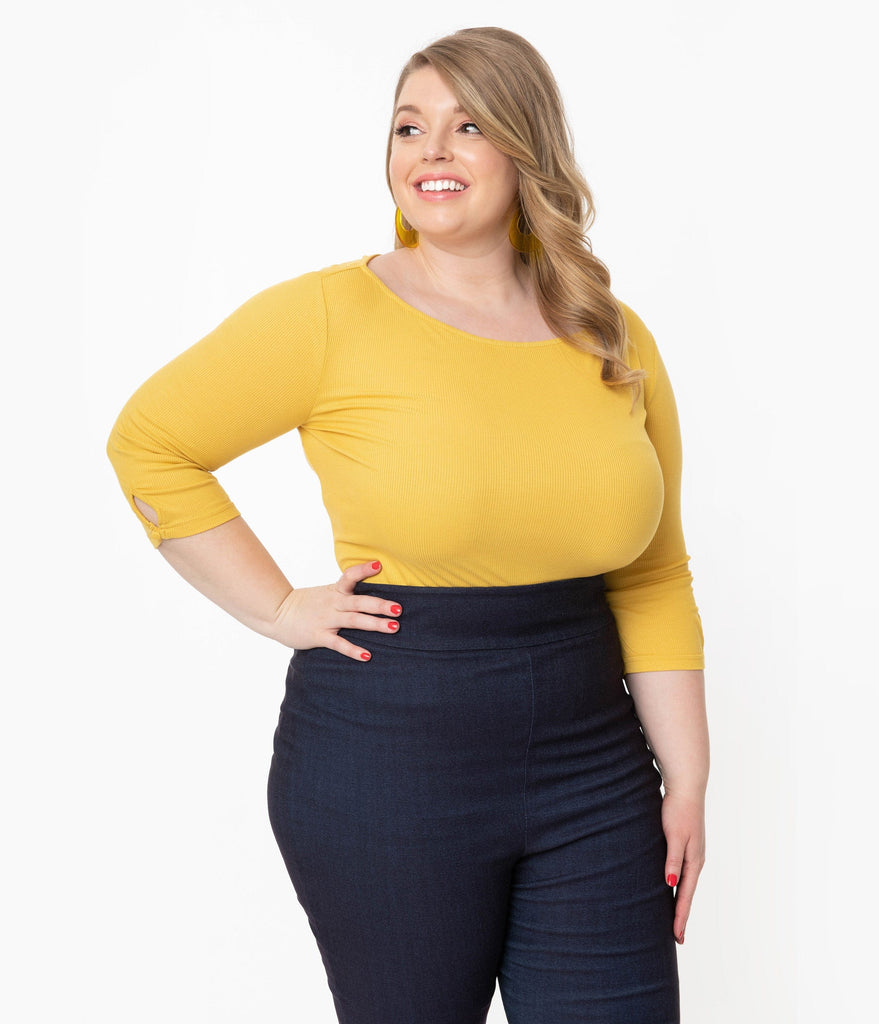 Unique Vintage Plus Size Mustard Yellow 