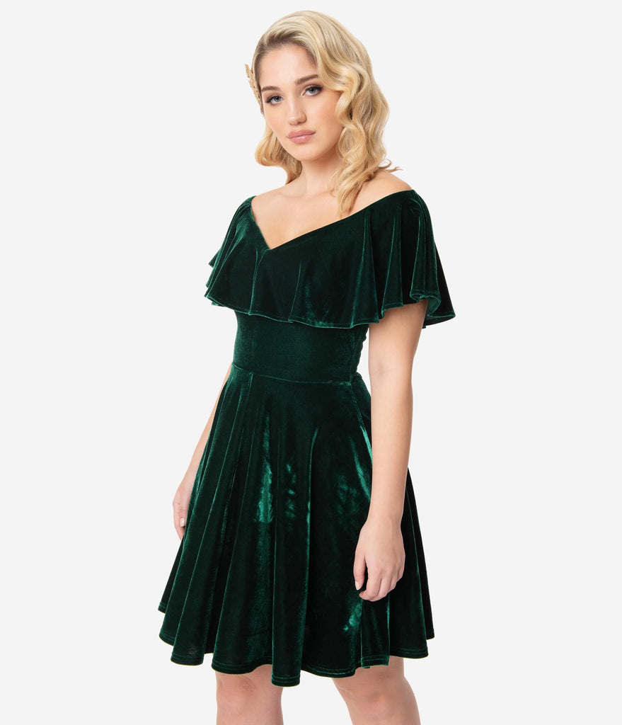 unique vintage green velvet dress